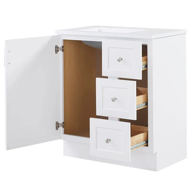 Style Selections Davies 30-in White Single Sink Bathroom Vanity with White Cultured Marble Top (Mirror Included), photo 2 of 8