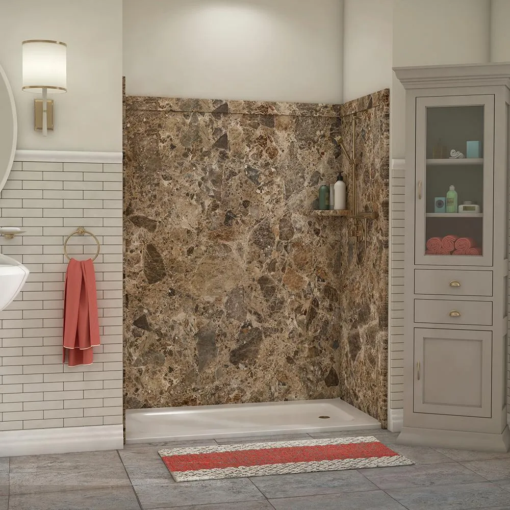 Adaptable 60 in. x 60 in. x 80 in. 9-Piece Easy Up Adhesive Alcove Shower Surround in Calypso, photo 11 of 23
