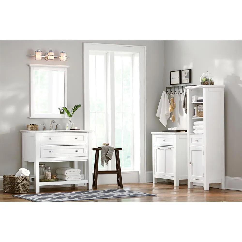 Austell 20 in. W x 60 in. H x 14 in. D Bathroom Linen Storage Cabinet in White, photo 2 of 3