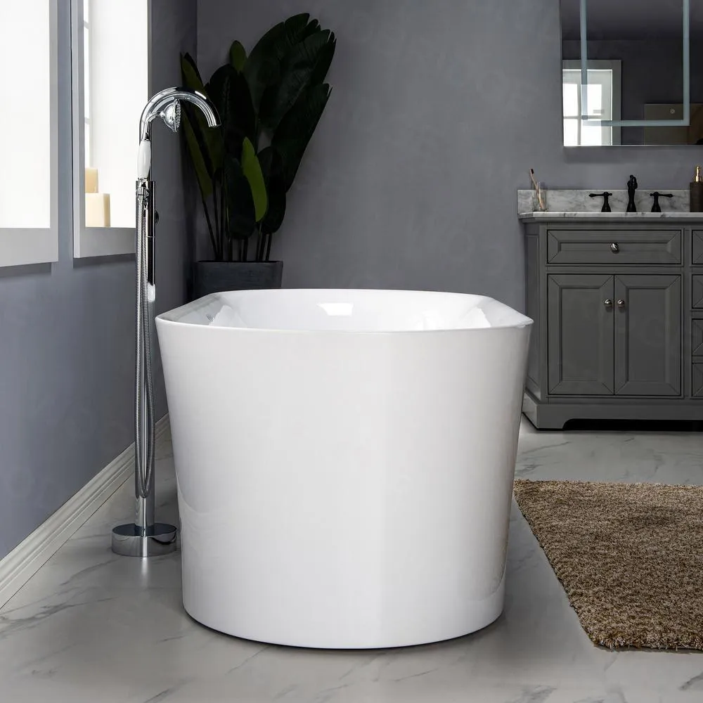 WOODBRIDGE Diana 67 in. Acrylic Freestanding Double-Ended Air Bath Bathtub with Drain & Overflow, White, photo 13 of 23