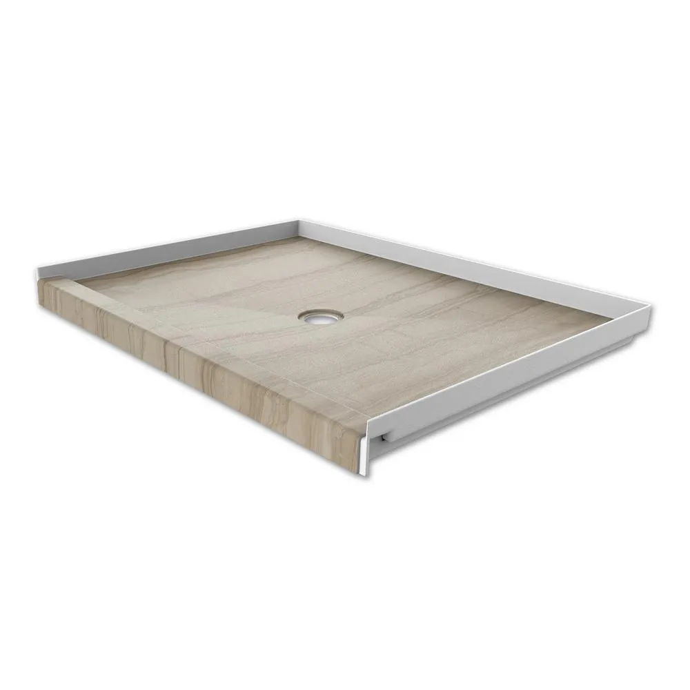 34 in. x 48 in. Single Threshold Shower Base with Center Drain in Calacatta White, photo 13 of 21