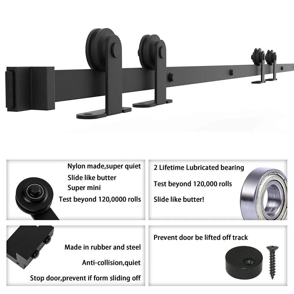 WINSOON 13 ft./156 in. Top Mount Sliding Barn Door Hardware Track Kit for Double Doors with Non-Routed Floor Guide, photo 6 of 7