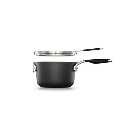 Select Space Saving 3.5 qt. Hard-Anodized Aluminum Nonstick Sauce Pan in Black with Glass Lid