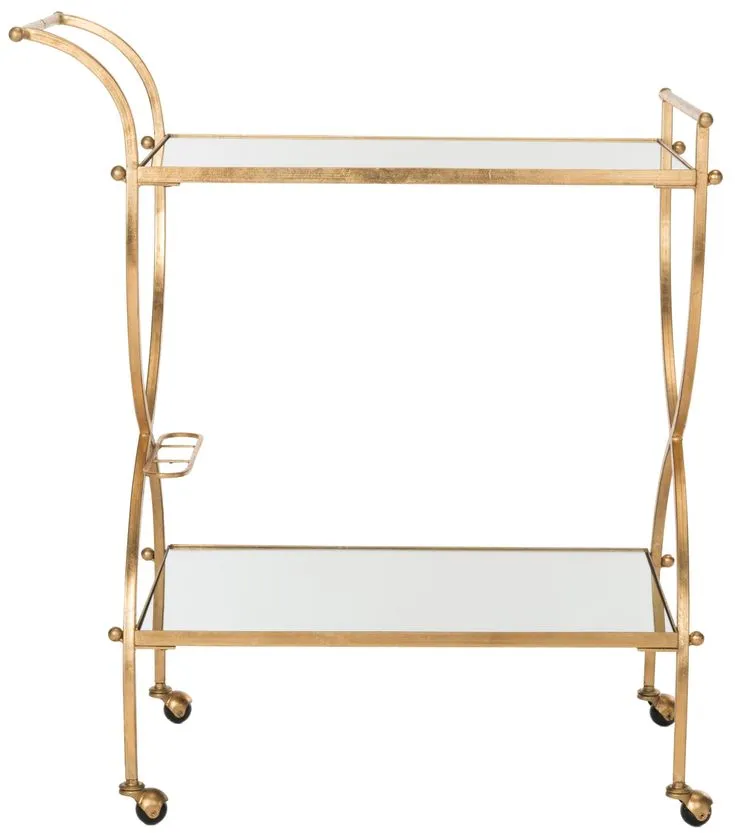 Safavieh Gold Metal Base with Mirror Top Kitchen Cart (33.5-in x 20.1-in x 38.6-in), photo 2 of 3