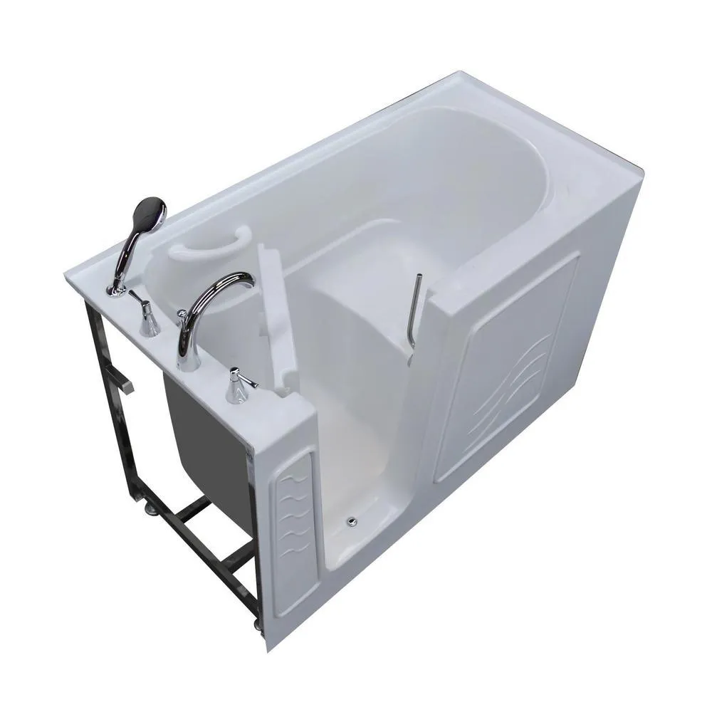 Universal Tubs HD Series 60 in. Left-Drain Step-In Walk-In Soaking Bathtub in White, photo 3 of 16