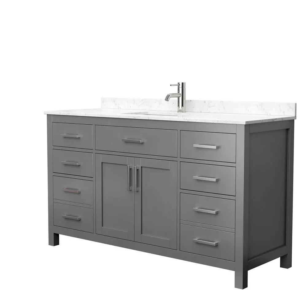 Beckett 54 in. W x 22 in. D Single Vanity in White with Cultured Marble Vanity Top in Carrara with White Basin, photo 26 of 54