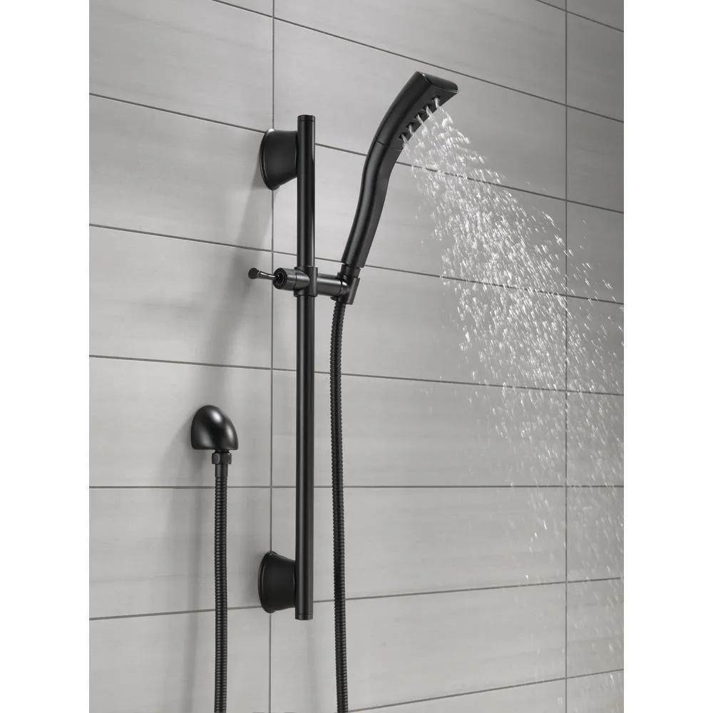 Stryke 1-Spray 2.3 in. Single Wall Bar Mount Handheld H2Okinetic Shower Head in Matte Black, photo 2 of 9
