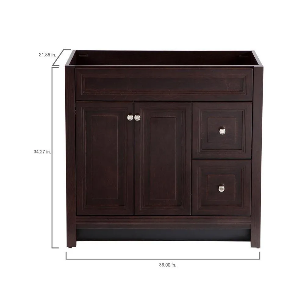 Brinkhill 36 in. W x 34 in. H x 22 in. D Bath Vanity Cabinet Only in Chocolate, photo 3 of 51