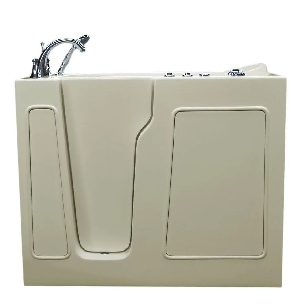 Rampart 3.9 ft. Walk-in Whirlpool and Air Bathtub with 6 in. Tile Easy Up Adhesive Wall Surround in Biscuit, photo 10 of 13