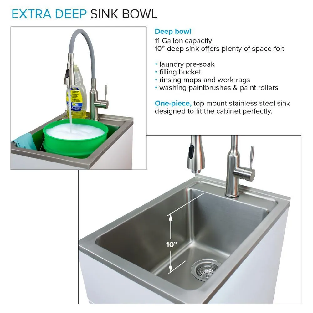 Transolid All-in-One 15.5 in. x 22.4 in. x 34.9 in. Metal Drop-In Laundry/Utility Sink and Cabinet in White, photo 6 of 14