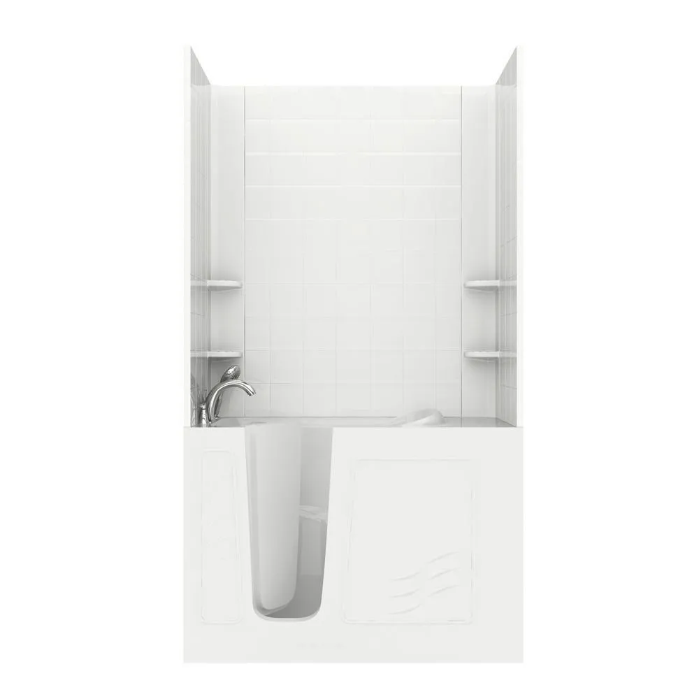 Universal Tubs Rampart 3.9 ft. Walk-in Whirlpool and Air Bathtub with 4 in. Tile Easy Up Adhesive Wall Surround, Right Drain, White, photo 25 of 42
