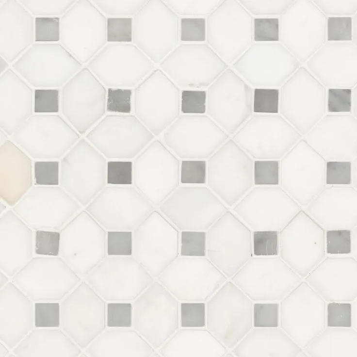 MSI Bianco Dolomite Dotty 12.31 in. x 12.36 in. x 10 mm Polished Marble Mesh-Mounted Mosaic Tile (10.6 sq. ft. / case), photo 5 of 10