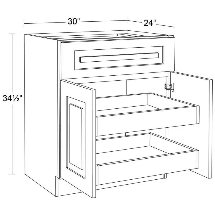 Home Decorators Collection Grayson 30 in. W x 24 in. D x 34.5 in. H Assembled Plywood Base Kitchen Cabinet in Pearl Gray with 2ROT Soft Close, photo 3 of 9