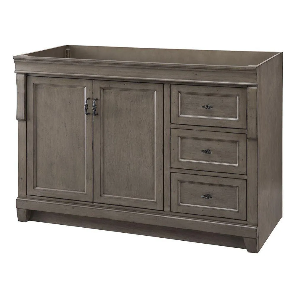 Naples 48 in. W Bath Vanity Cabinet Only in Distressed Grey with Left Hand Drawers, photo 9 of 30