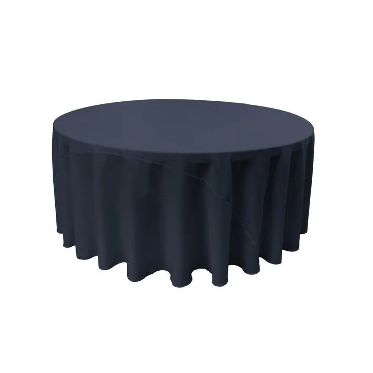 108 in. Round Navy Blue Polyester Poplin Tablecloth, photo 2 of 2