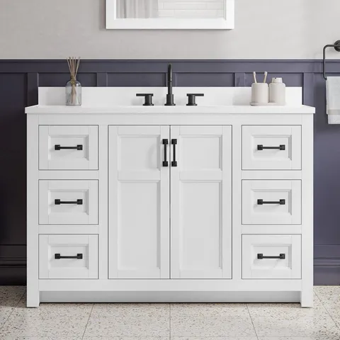 Lowry 49-in White Single Sink Bathroom Vanity with White Acrylic Top