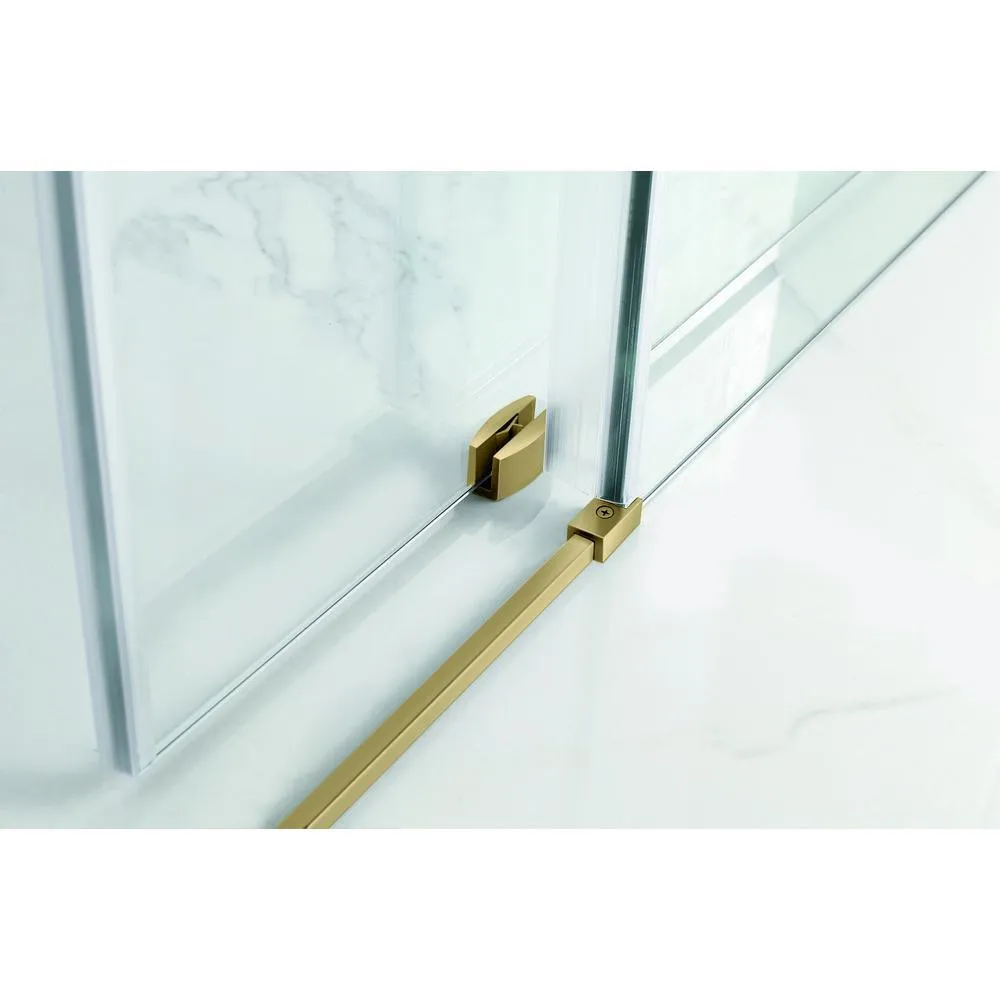 Coraline XL 56 - 60 in. x 70 in. Frameless Sliding Tub Door with StarCast Clear Glass in Brushed Gold, Left Opening, photo 4 of 23