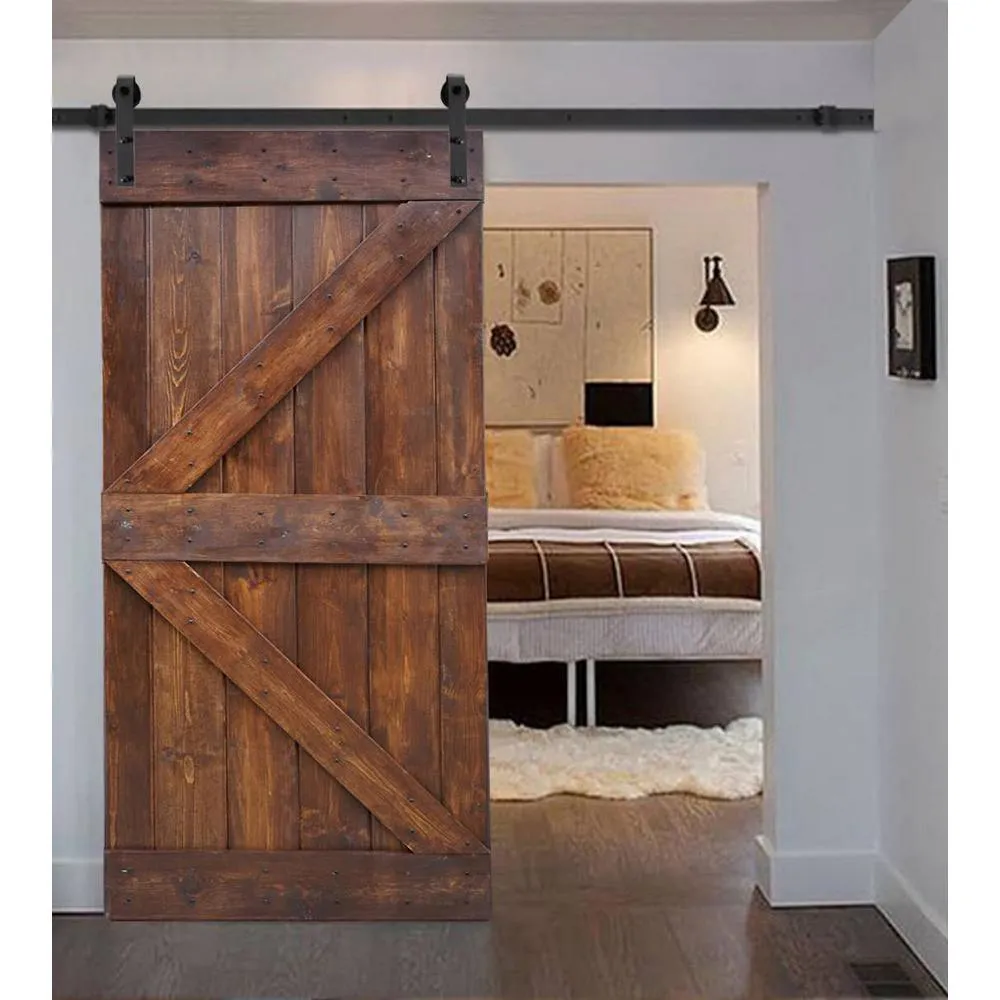36 in x 84 in K Series DIY Dark Walnut Finished Knotty Pine Wood Barn Door Slab, photo 4 of 12