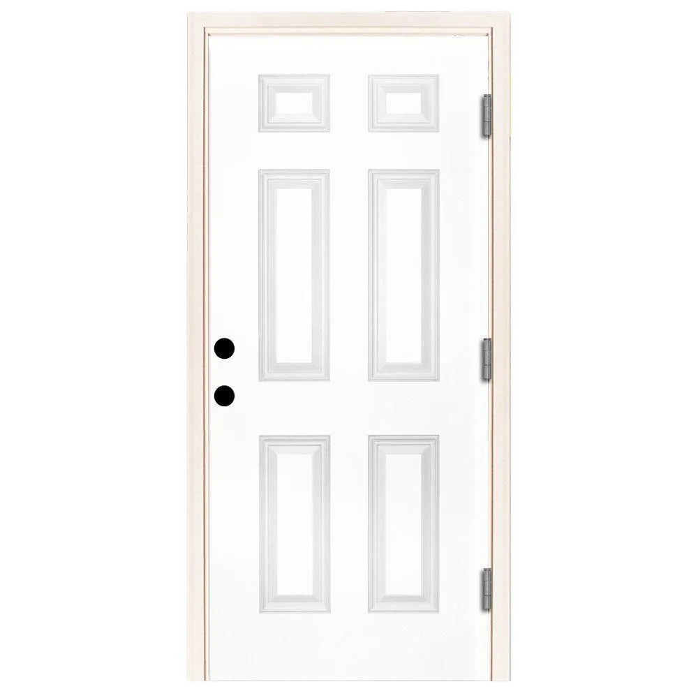 Steves & Sons 42 in. x 80 in. Premium 6 Panel Primed White Steel Prehung Front Door, photo 8 of 17