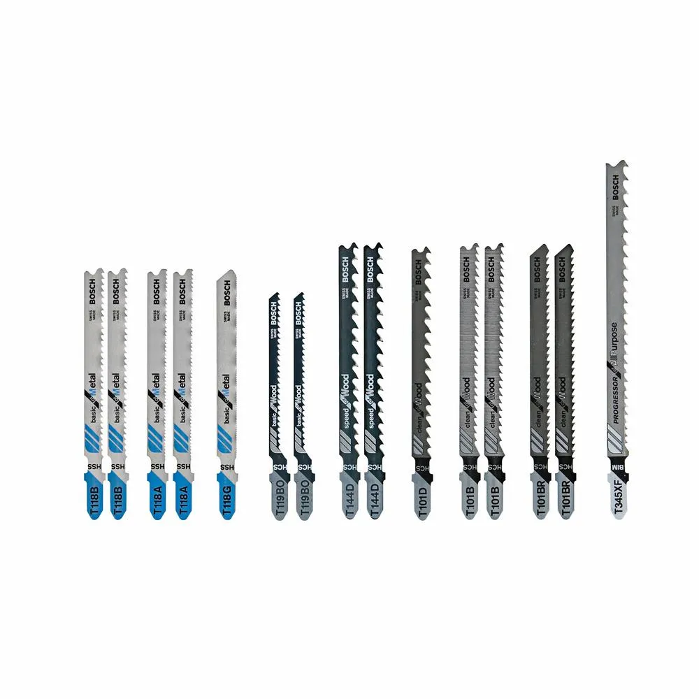 Bosch Multi-Purpose Steel T-Shank Jig Saw Blade Set 15-Pack and 7 Amp Corded Variable Speed Barrel-Grip Jig Saw Kit with Case, photo 3 of 7