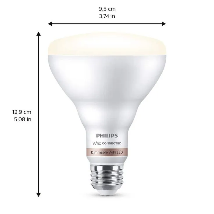 Philips Soft White BR30 LED 65-Watt Equivalent Dimmable Smart Wi-Fi Wiz Connected Wireless Light Bulb, photo 2 of 14