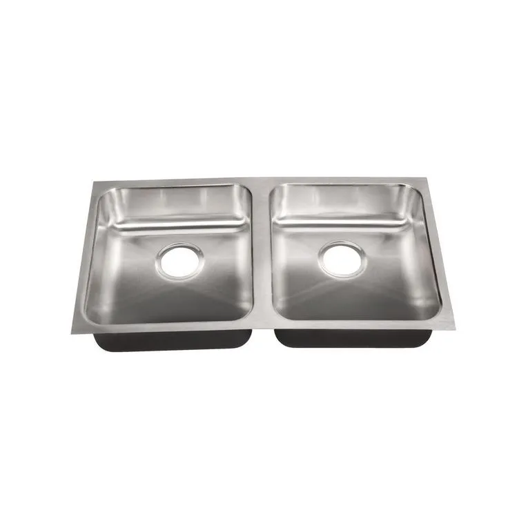 Double Bowl, Undermount Sink, ADA, 18-Gauge Stainless Steel, 2-Compartment, I.D. 18 in. x 32 in. x 5.5 in. - DCR, photo 5 of 7