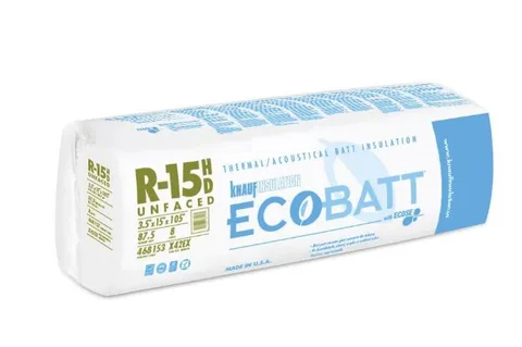 Ecobatt R-15 HD Unfaced Fiberglass Insulation Batts 3.5 × 15 × 105 in 87.5 SF