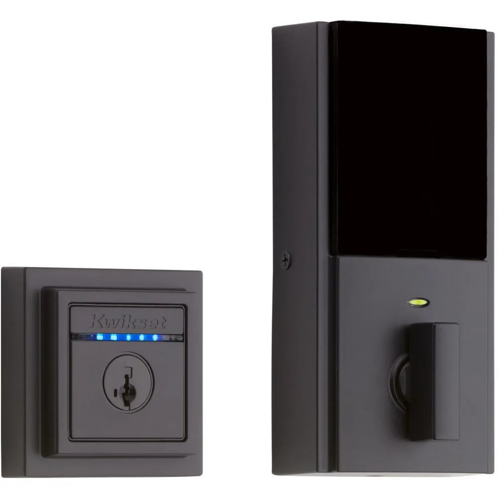 Kevo 2nd Gen Contemporary Square Matte Black Single Cylinder Touch-to-Open Bluetooth Smart Lock Deadbolt, photo 2 of 9