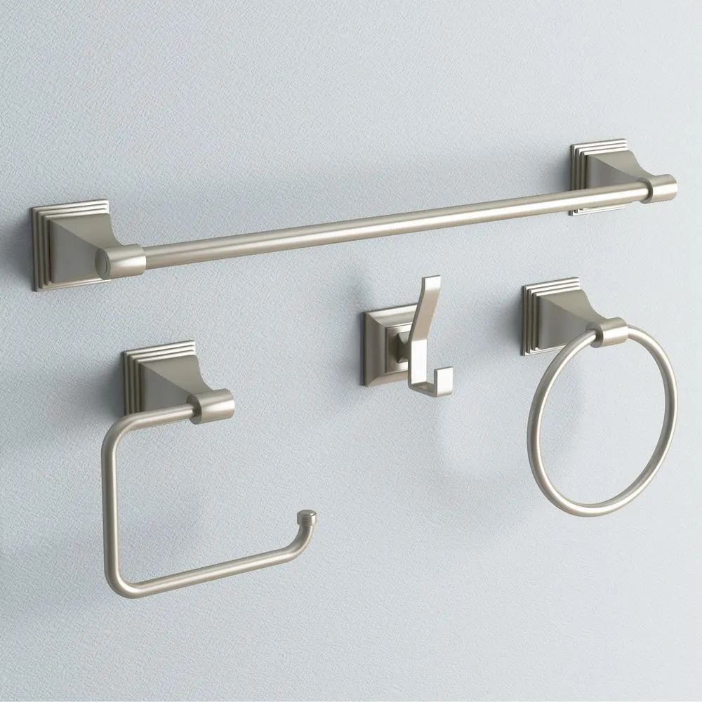 ARISTA Leonard Collection 4-Piece Bathroom Hardware Kit in Satin Nickel, photo 8 of 15