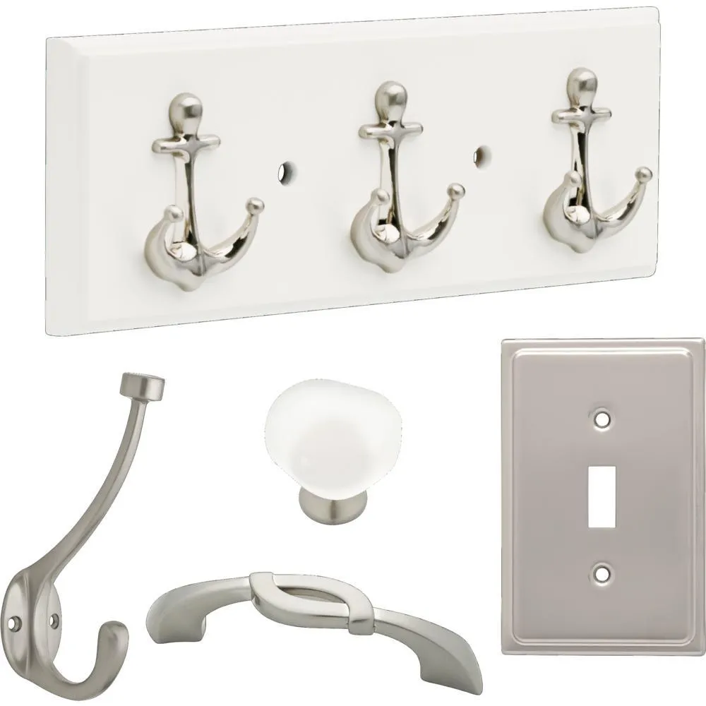 1-1/2 in. (38mm) Satin Nickel and Natural Aqua Sea Glass Cabinet Knob (10-Pack), photo 3 of 7
