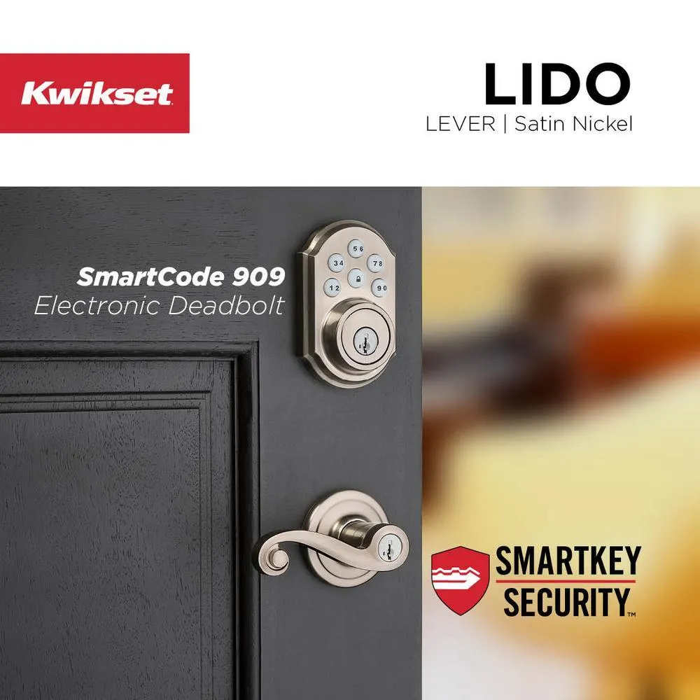 Kwikset SmartCode 909 Satin Nickel Single Cylinder Electronic Deadbolt Featuring SmartKey Security, photo 7 of 17