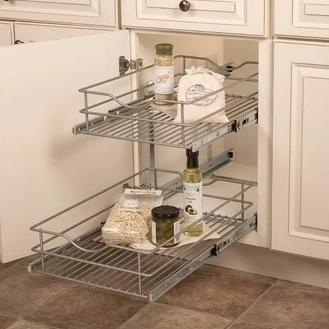 14.56 × 19.25 in 2-Tier Pull Out Metal Baskets & Organizers