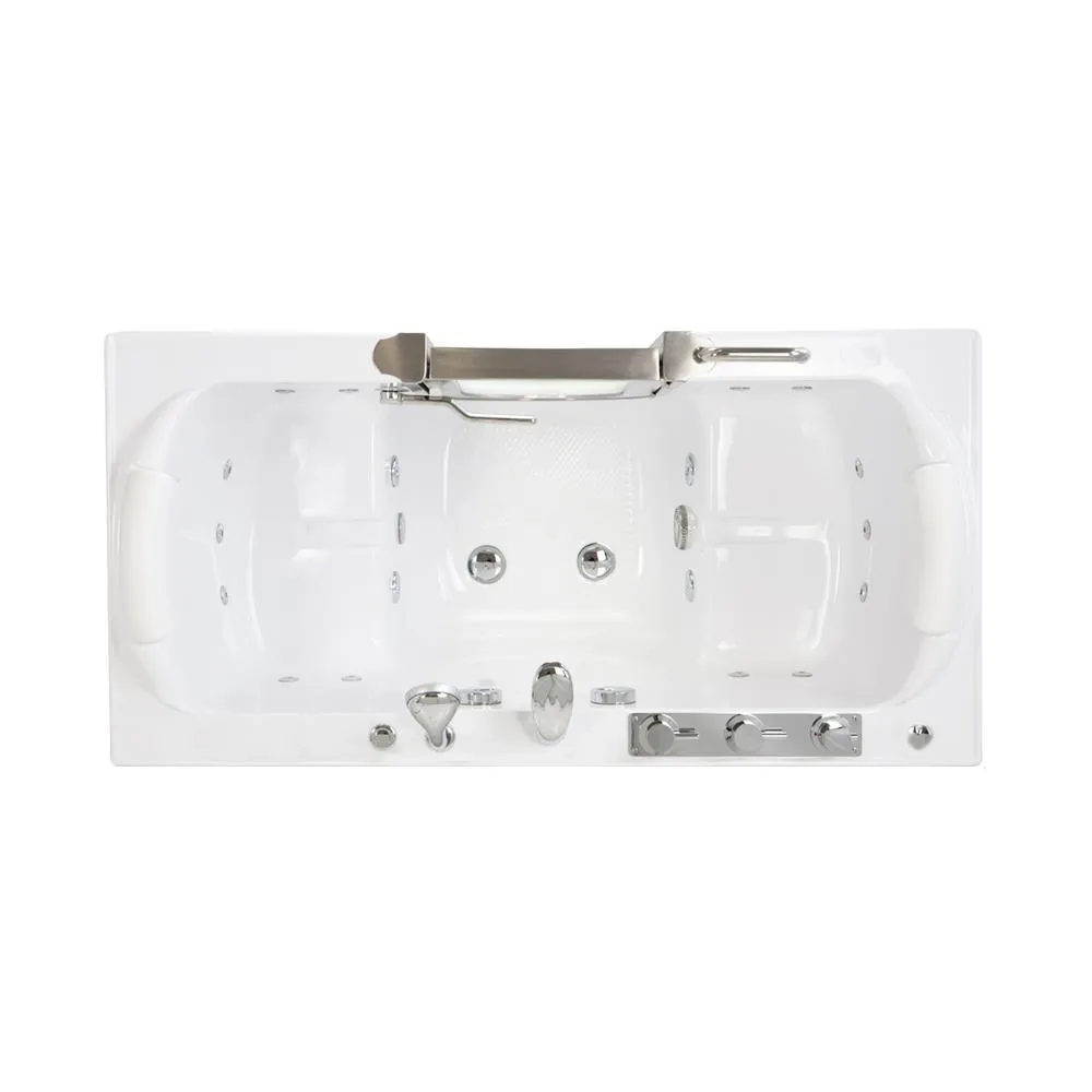 Ella Companion 2-Seat 60 in. Acrylic Walk-In Whirlpool Bathtub, White, Center Door, Heated Seat, Fast-Fill Faucet, 2 in. Dual Drain, photo 2 of 8