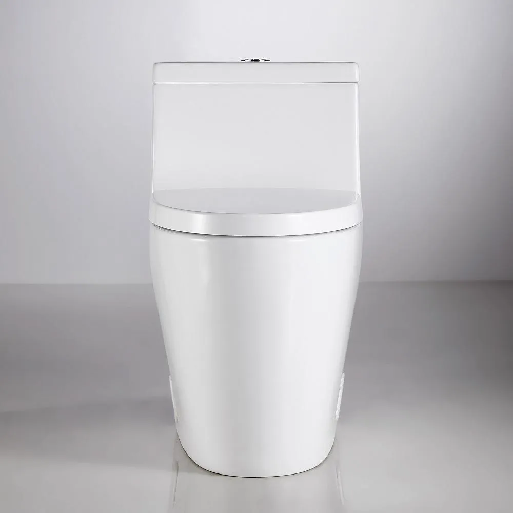 1-Piece 1.28 GPF Dual Flush High Efficiency Elongated Toilet in White, Seat Included, photo 5 of 7