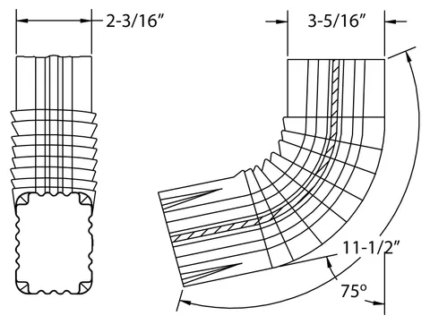 Aluminum B Elbow, 2 × 3 in and 3 × 4 in, Multiple Colors