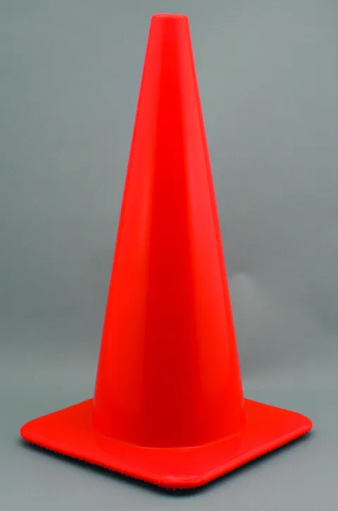 Tri-Glo Traffic Cone, 28 in. Hi-Vis Orange, Molded Plastic