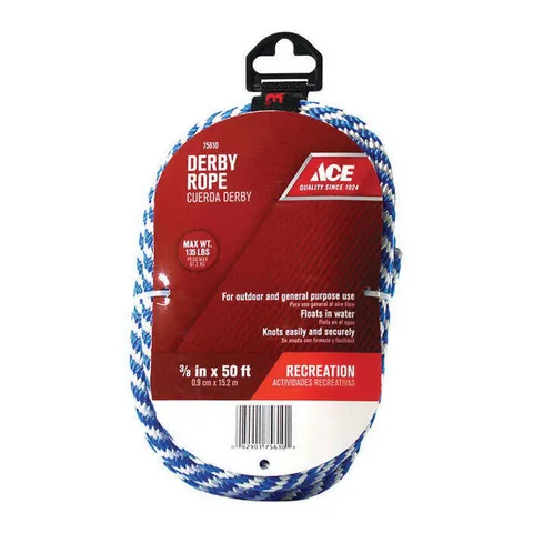 3/8 in. Dia x 50 ft Blue/White Solid Braided Poly Derby Rope
