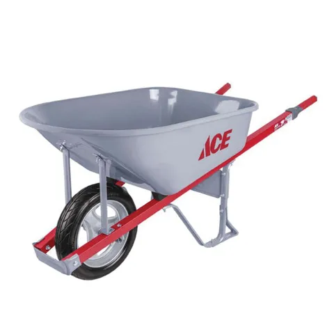Steel Contractor Wheelbarrow, 6 cu ft, Single Flat-Free Wheel