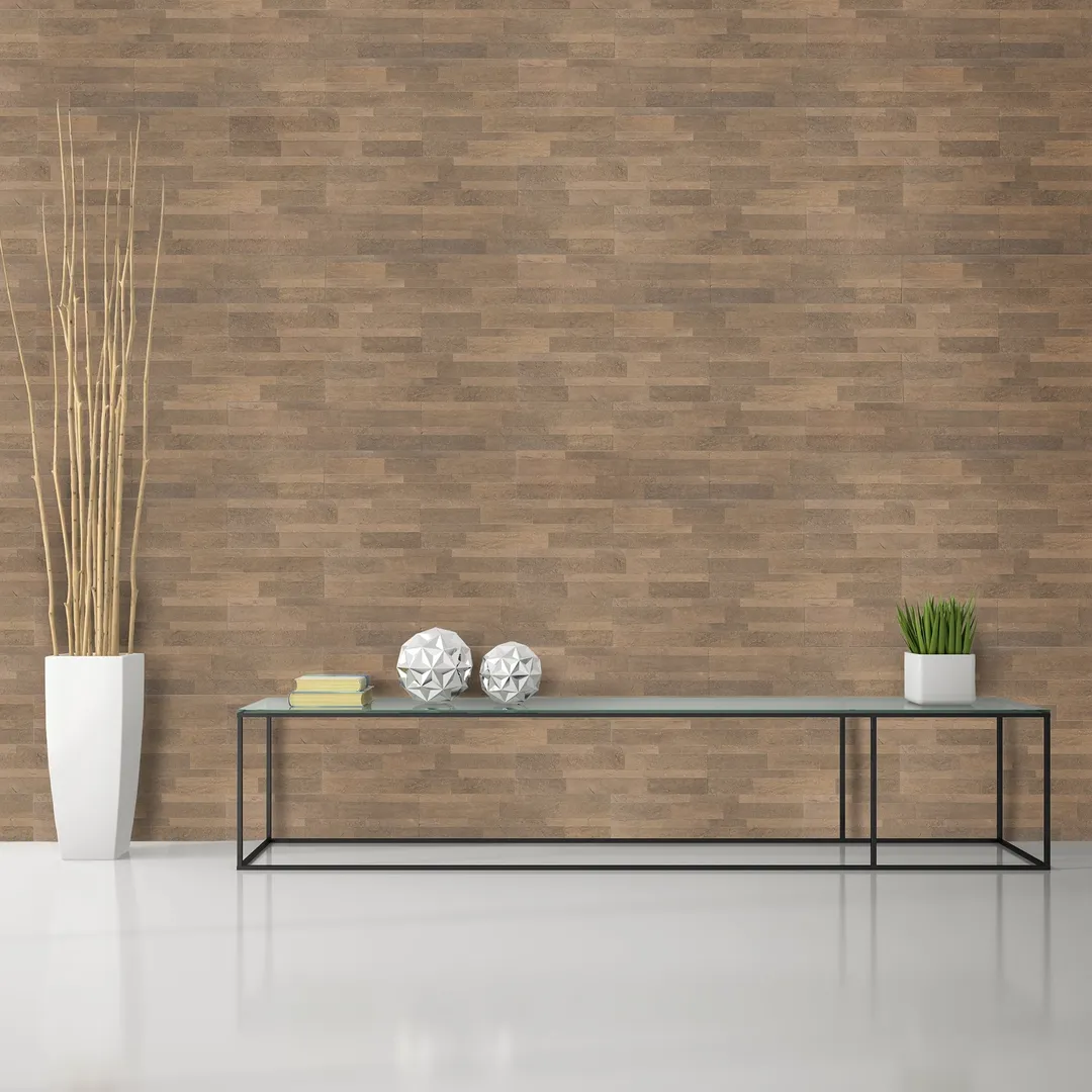 Achim Bolder Stone 6 in. x 24 in. Peel-and-Stick Vinyl Backsplash, Mocha – 6 Tiles/6 sq. ft., photo 5 of 6