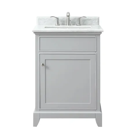 Aurora 25-in Light Gray Vanity with Carrara Marble Top