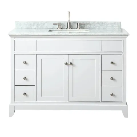 Aurora 49-in White Vanity with Carrara Top
