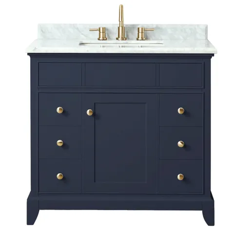 Aurora Blue 37" Vanity with Carrara Marble Top