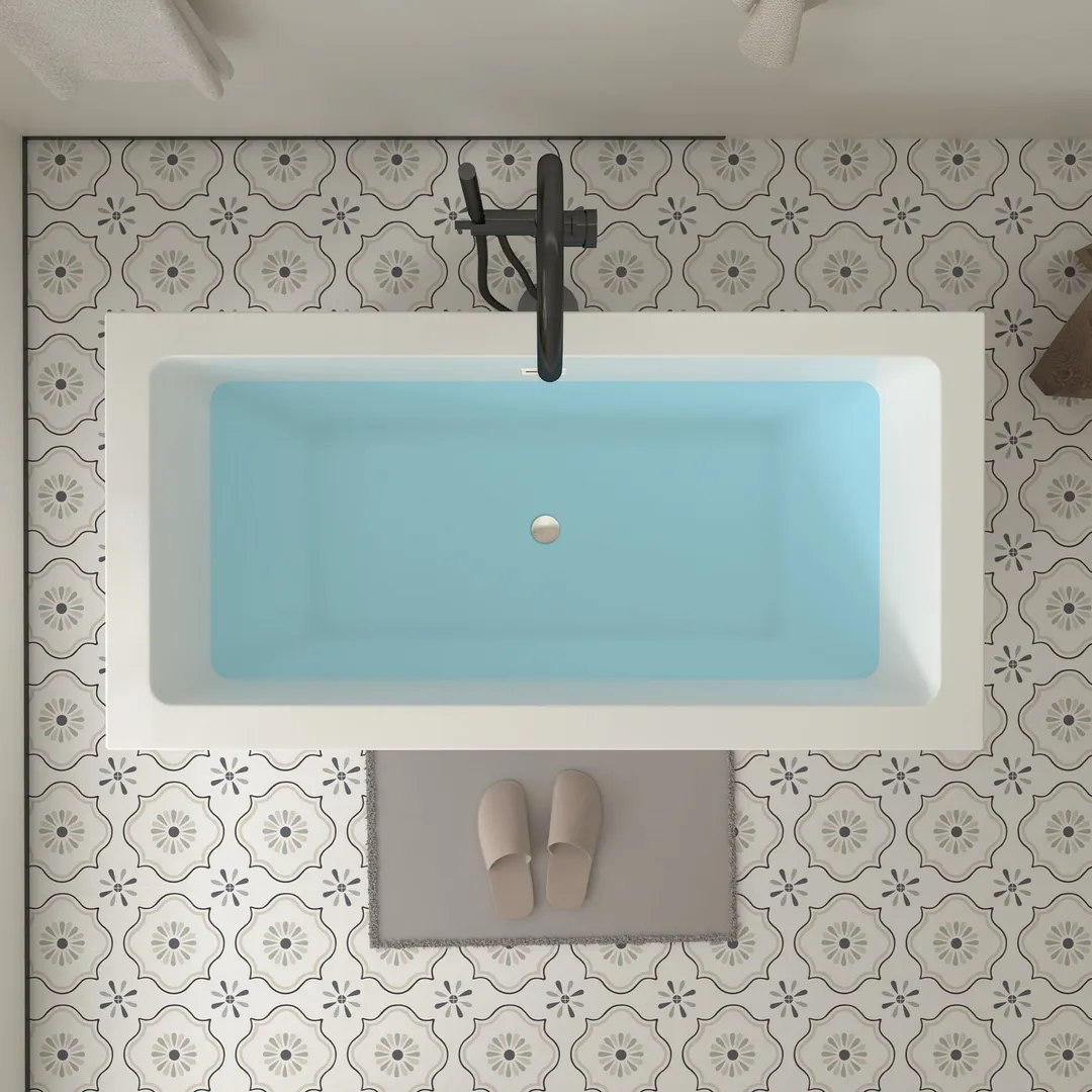 Vanity Art Tarbes 59 in. Acrylic Flatbottom Freestanding Bathtub in White/Oil Rubbed Bronze, photo 5 of 8