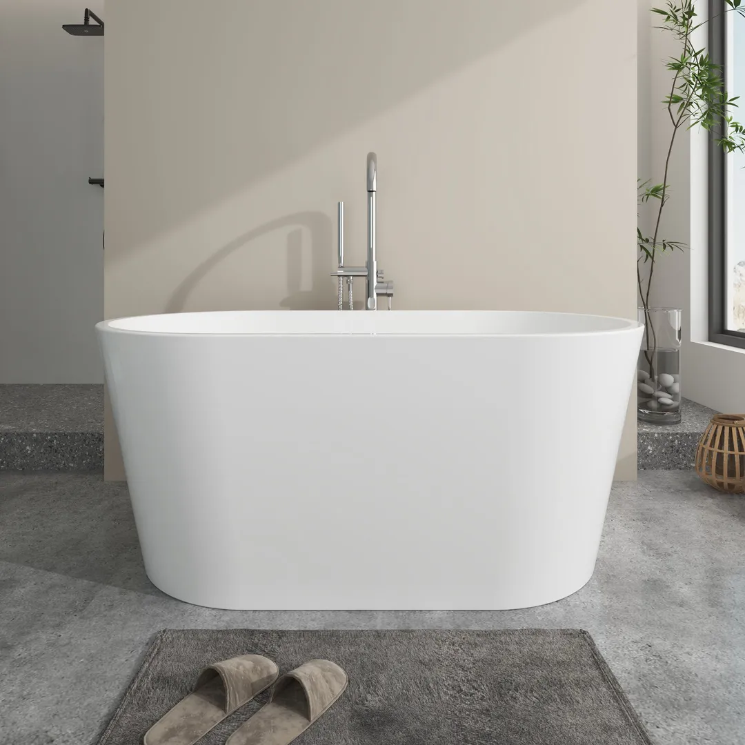 Vanity Art Bordeaux 59 in. Acrylic Flatbottom Freestanding Bathtub in White/Oil Rubbed Bronze, photo 2 of 9