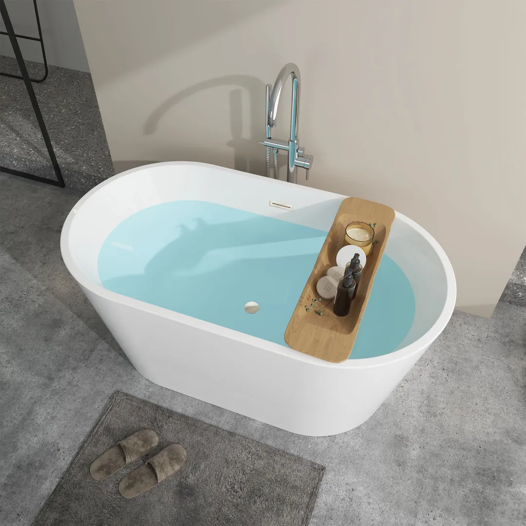Vanity Art Bordeaux 67 in. Acrylic Flatbottom Freestanding Bathtub in White with Integrated Overflow, photo 4 of 9