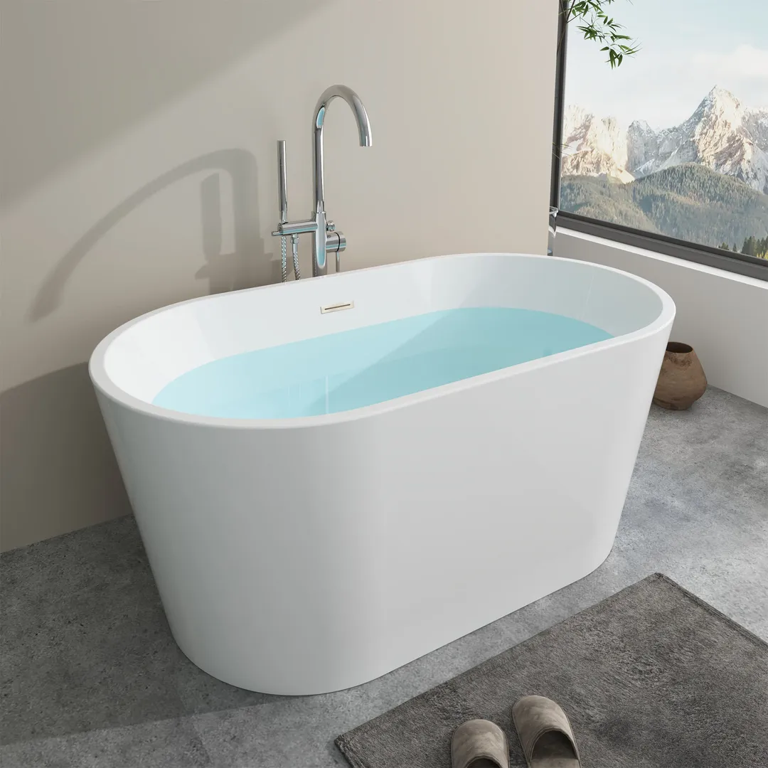 Vanity Art Bordeaux 59 in. Acrylic Flatbottom Freestanding Bathtub in White/Oil Rubbed Bronze, photo 5 of 9