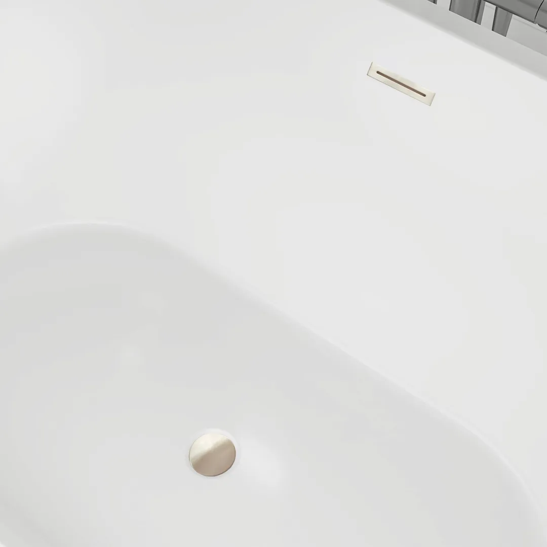 Vanity Art Bordeaux 67 in. Acrylic Flatbottom Freestanding Bathtub in White with Integrated Overflow, photo 7 of 9