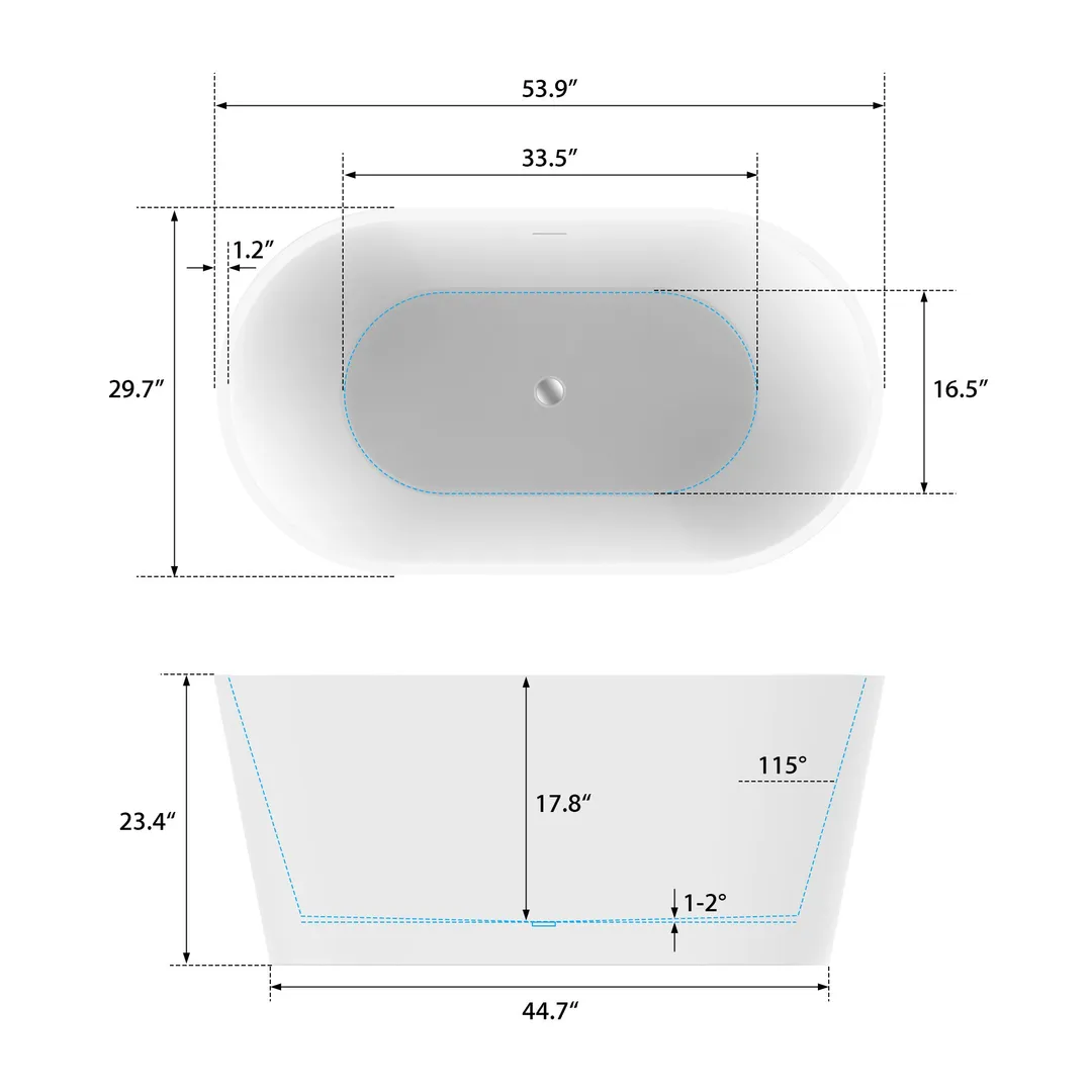 Vanity Art Bordeaux 59 in. Acrylic Flatbottom Freestanding Bathtub in White/Oil Rubbed Bronze, photo 8 of 9