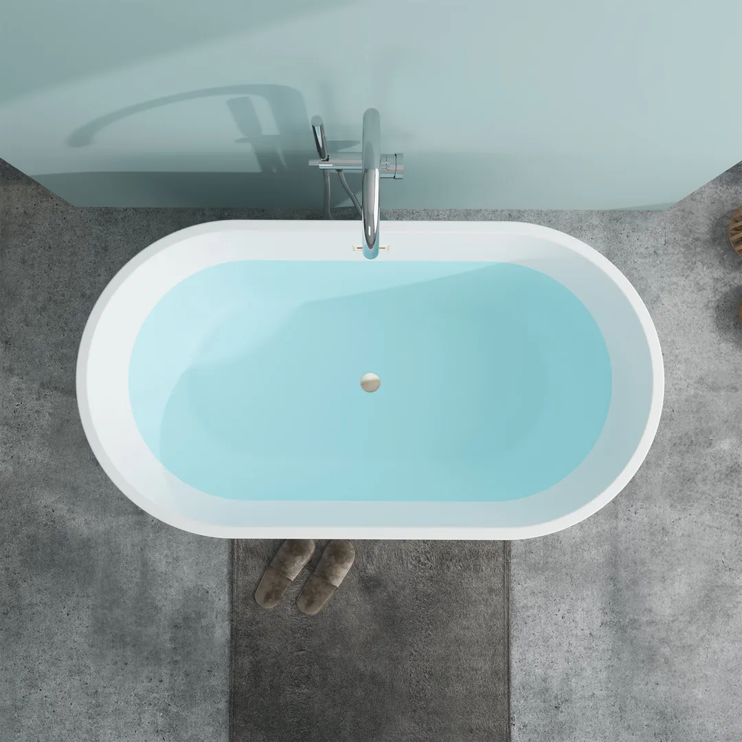 Vanity Art Domme 54 in. Acrylic Flatbottom Freestanding Non-Slip Bathtub in White/Polished Chrome, photo 5 of 8