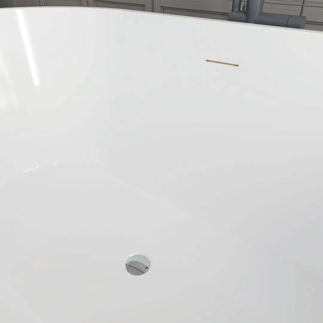 Vanity Art Domme 54 in. Acrylic Flatbottom Freestanding Non-Slip Bathtub in Pure White, photo 8 of 8